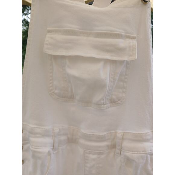 Shein White Overall Pockets Denim Style Button  Details Cotton Elastane Junior L - Picture 4 of 8